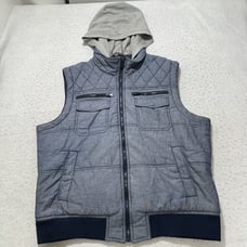 Bar III Women's XXL Full Zip Hooded Vest Sleeveless Jacket Quilted Navy Blue