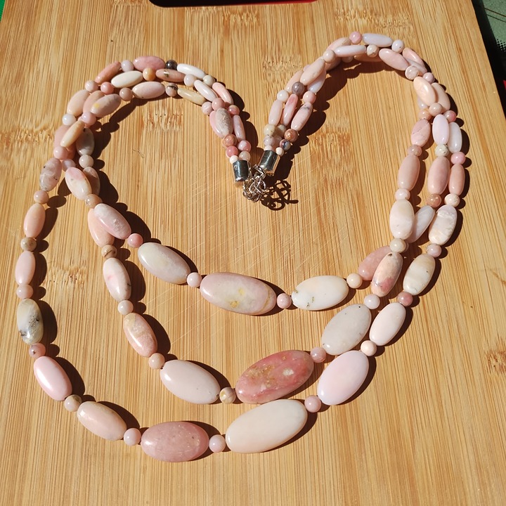 Jay King DTR mine finds 925 Sterling pink Opal Triple Strand Bead Necklace