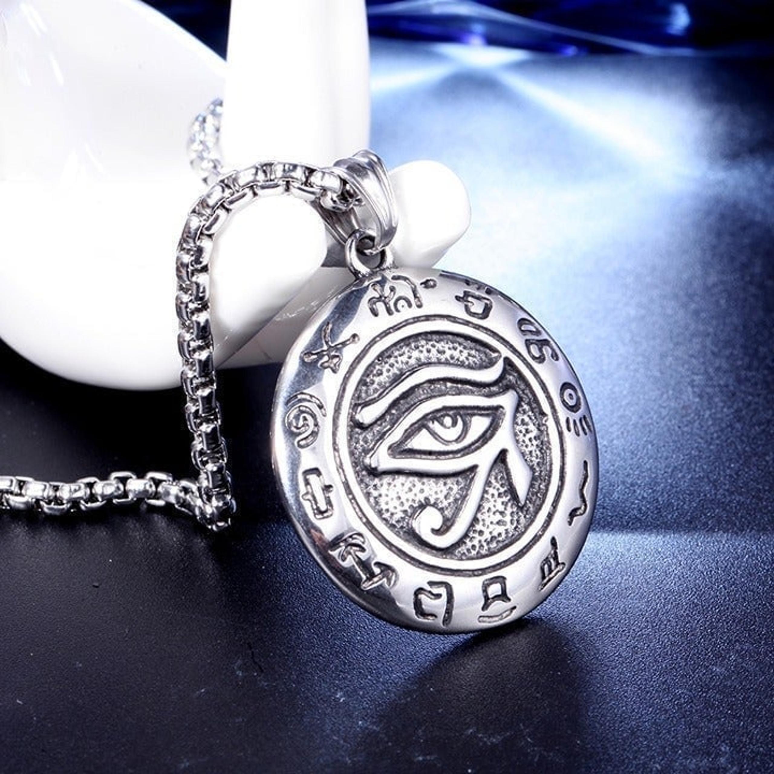 Egyptian eye of horus silver necklace, N90201P112