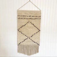 Decorative wall hanging wool cotton macrame cream tan tassels home boho bohemian