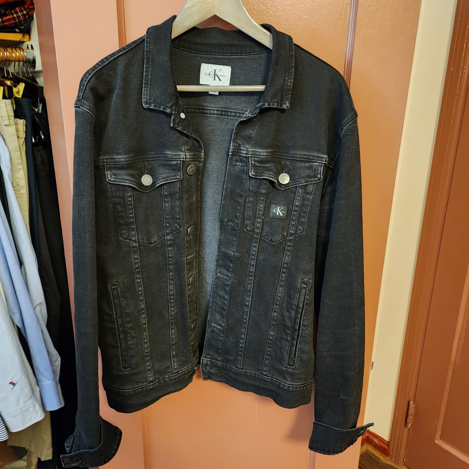 Calvin Klein Black Denim Jacket Size XL