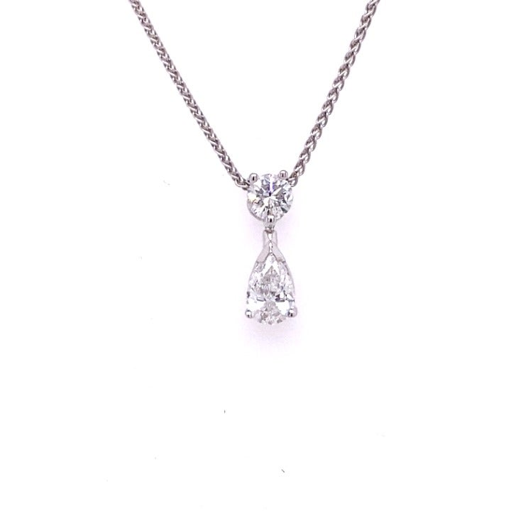 Round and Pear Diamond White Gold Pendant (0.63 ctw)