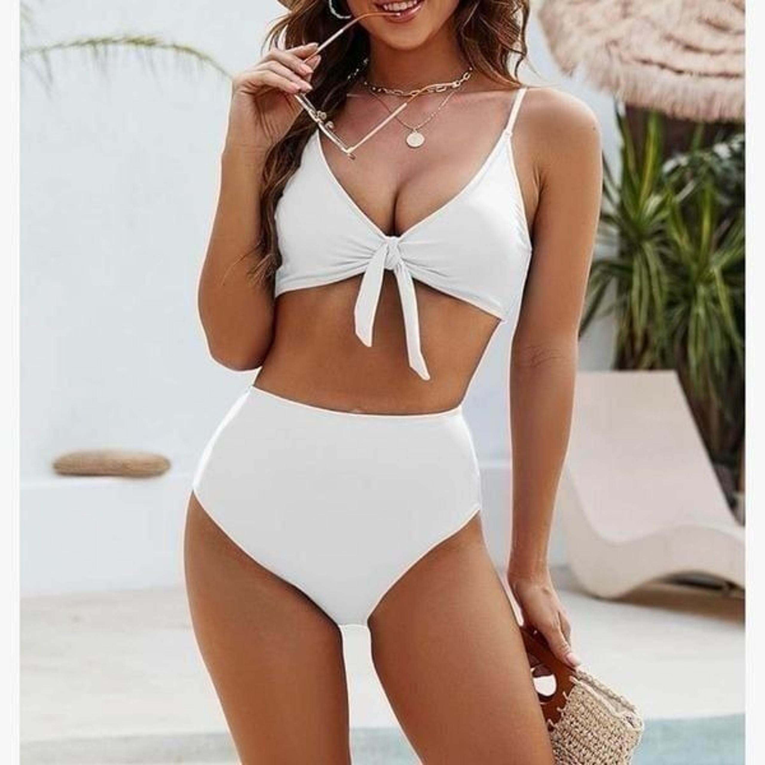 Xunyu, Amazon White High Waisted Bikini Sets for Women, Size Large