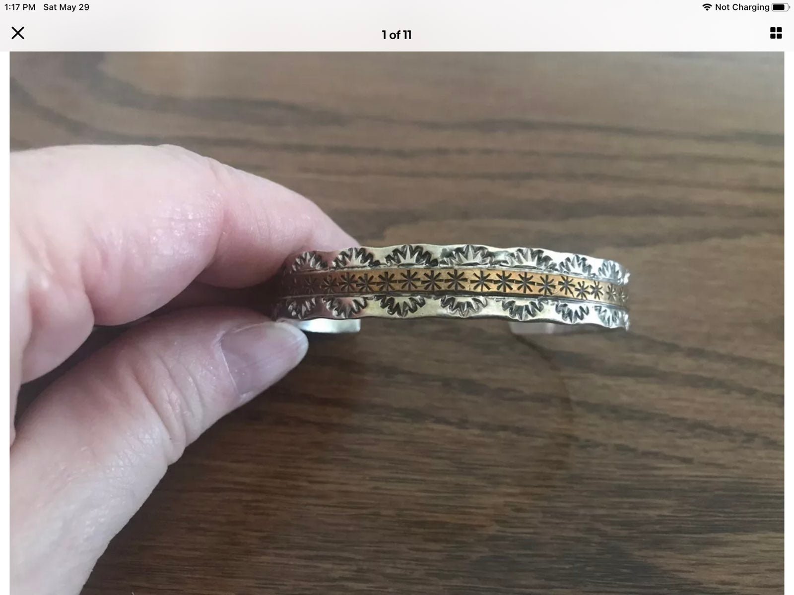 Southwest TwoTone Stamped Cuff Bracelet