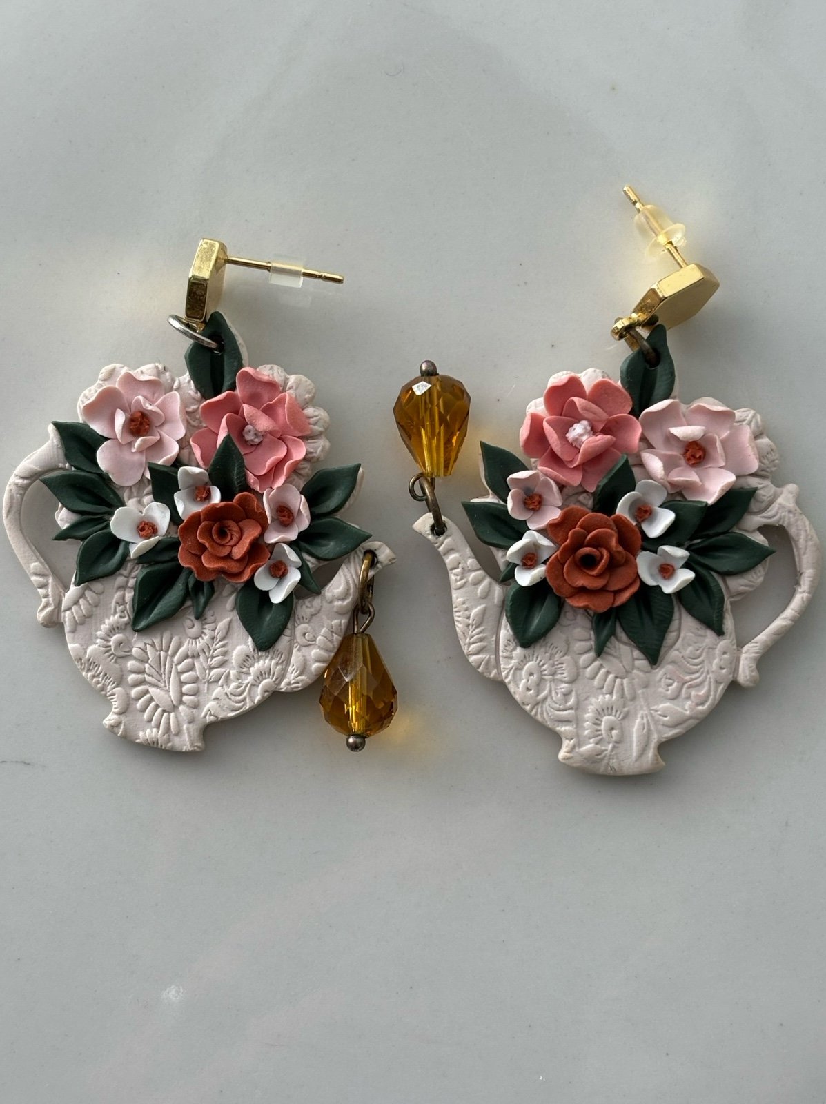 Tea Pot Flowers Earrings