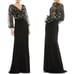 Mac Duggal Gown 79379 Embroidered Illusion Puff Sleeve Column Gown Size 14