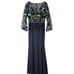 Mac Duggal Gown 79379 Embroidered Illusion Puff Sleeve Column Gown Size 14