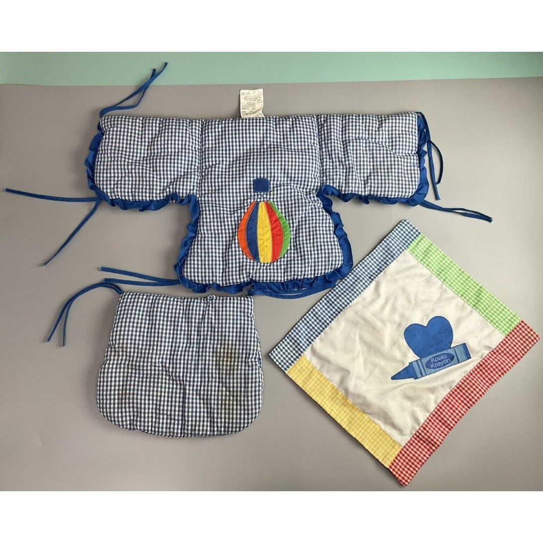 Vintage Baby HIGHCHAIR CUSHION COVER Liner Blue Air Balloon & Kayon Placemat