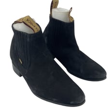 Paso De Mula Men's Black Suede Leather Ankle Chelsea Boots, Size 6 Preowned