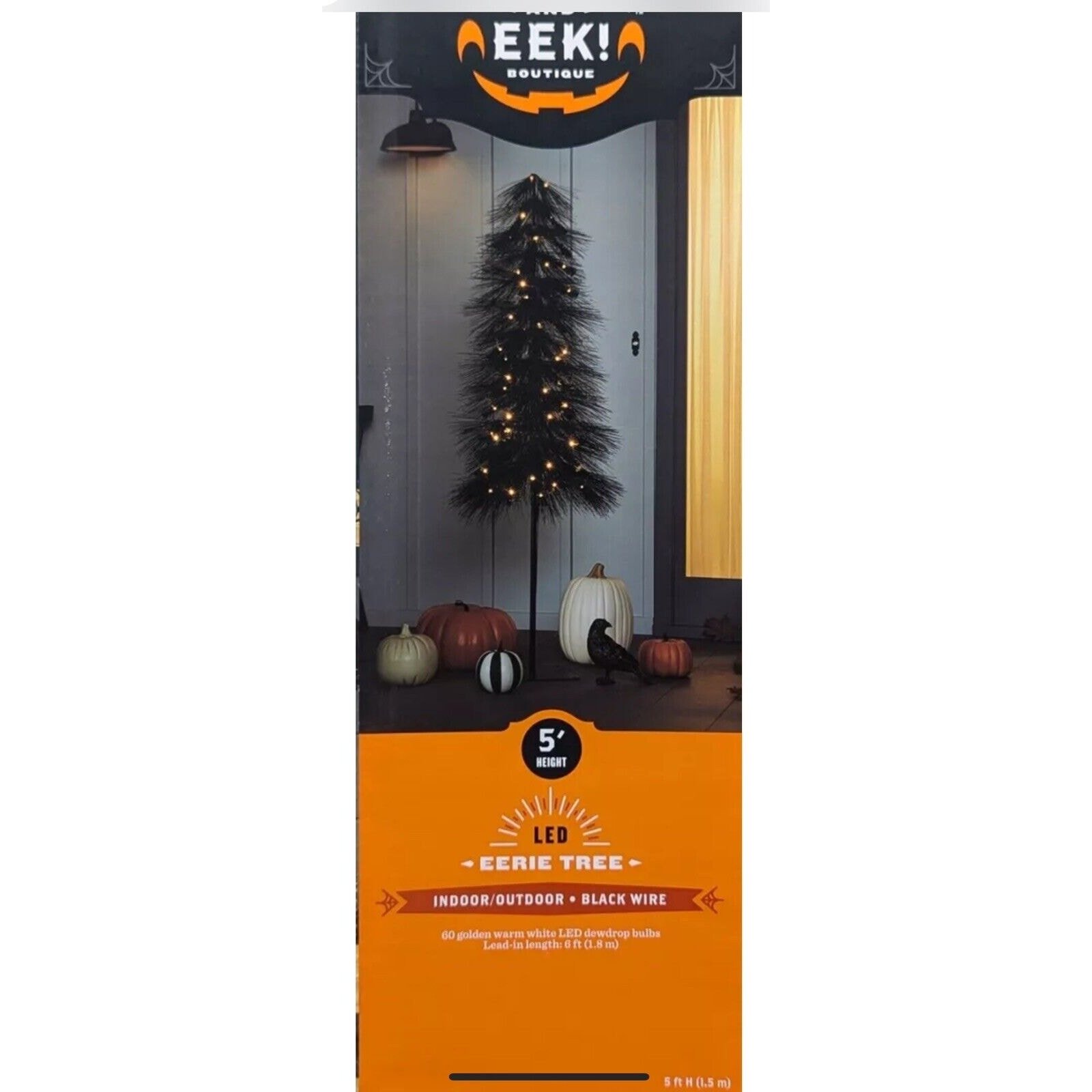 Hyde & EEK! Halloween 5 ft H LED Black Eerie Tree w/dewdrop bulbs NIB