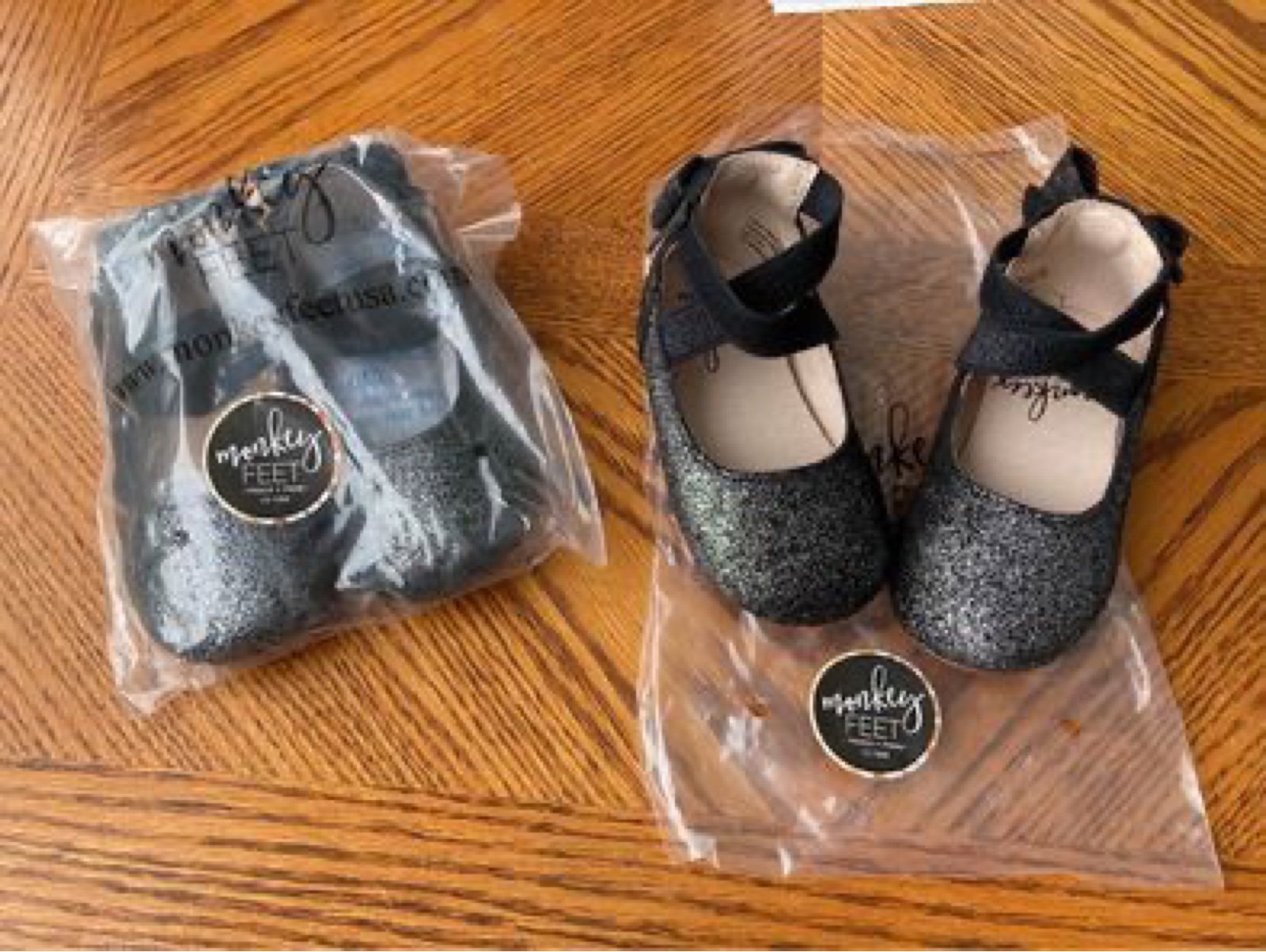 (BRAND NEW) Monkey Feet Shoes 12-18m Enchanted Black 2 pairs perfect for holida