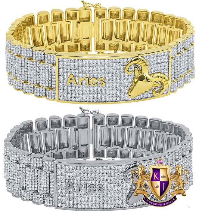40+ Grams Big Bold Thick 22mm Zodiac Sign Aries Ram Men's Link Bracelet 8.5''