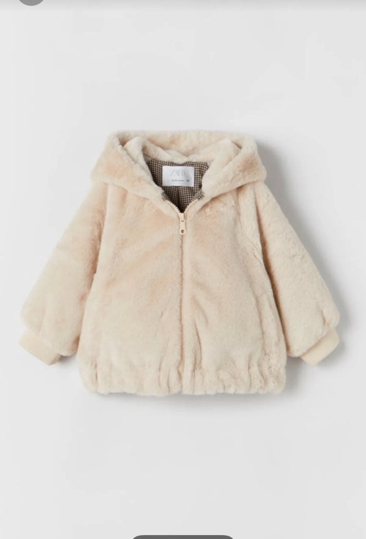 Zara girls jacket FAUX FUR COAT 2-3 years