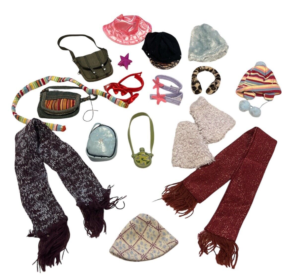 Vtg Bratz Doll Accessorie Lot Hats Scarfs Bags
