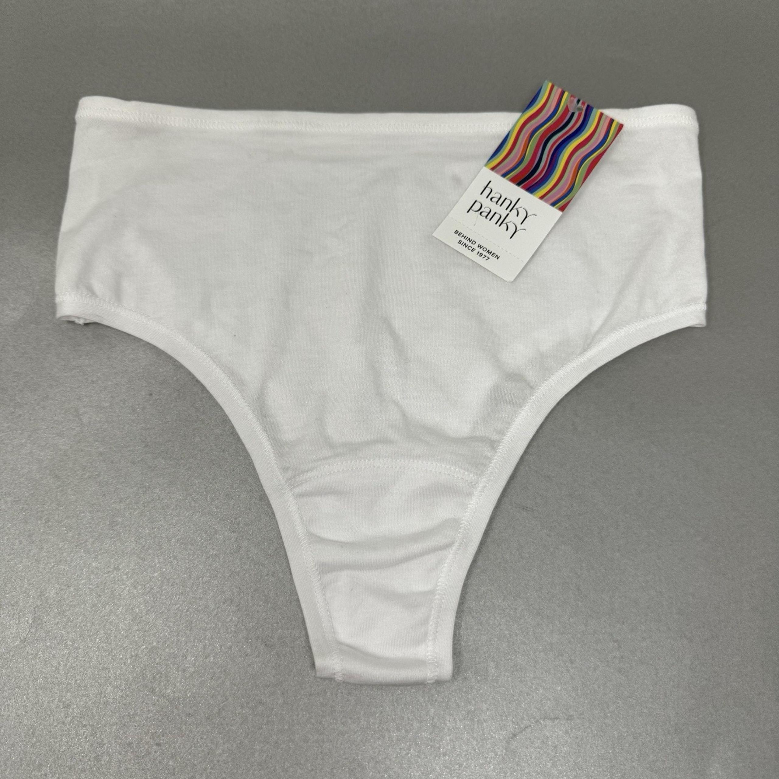 Hanky Panky PlayStretch High‑Rise White Thong XS/S Supima Cotton NWT