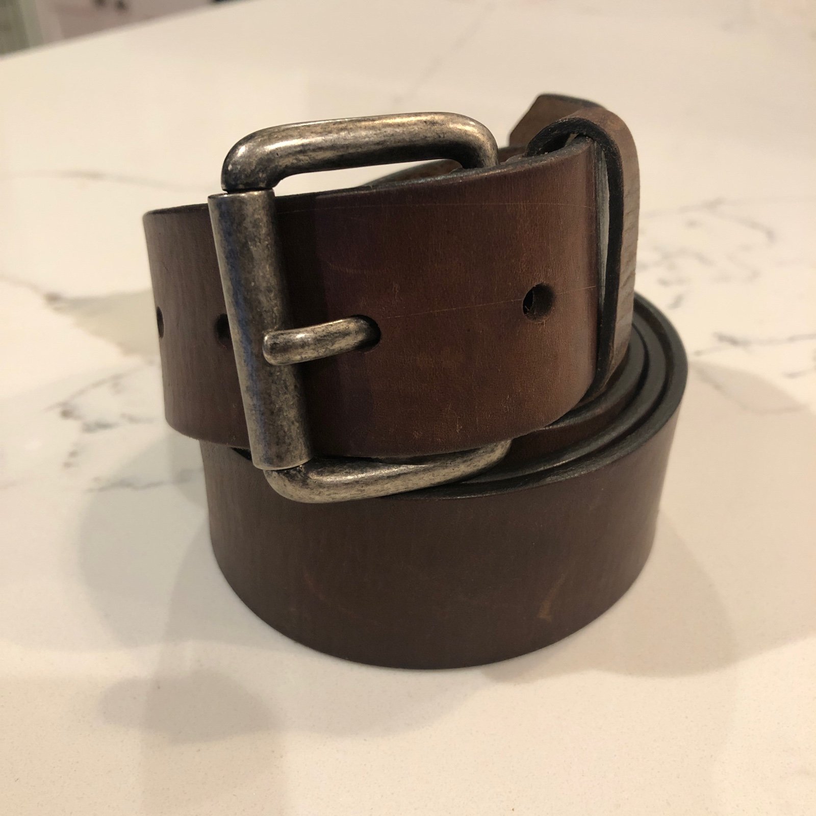 Brown Leather Classic Casual Jeans Belt Unisex Large