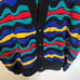 Scandia Vintage Colorful Wavy Stripe 3D Knit Sweater Vest Button Down Sz L