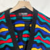 Scandia Vintage Colorful Wavy Stripe 3D Knit Sweater Vest Button Down Sz L