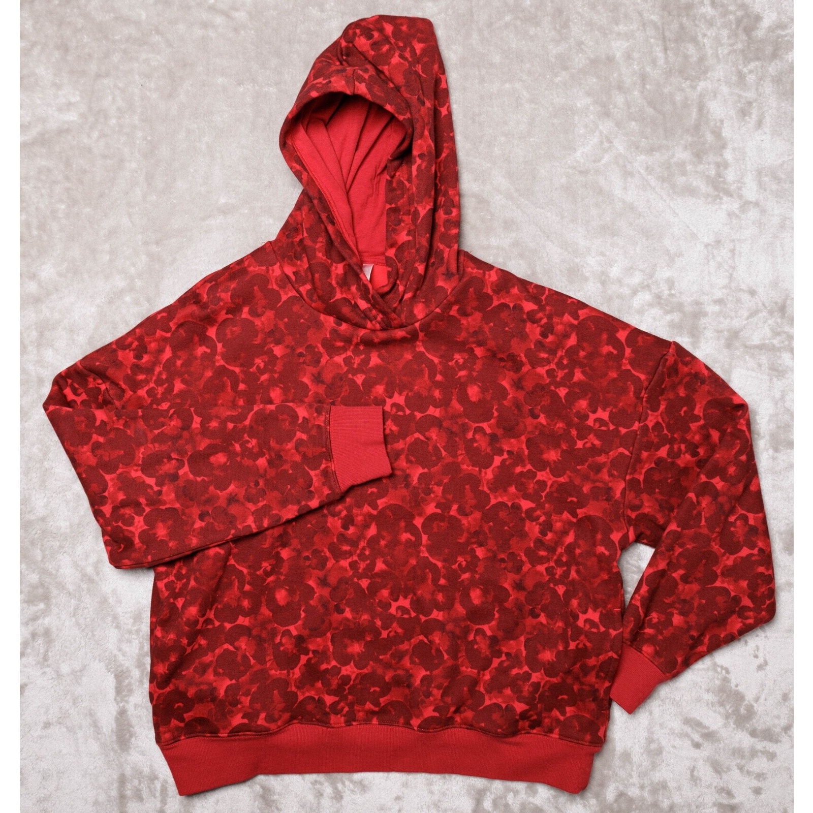 Fabletics Go To Hoodie Hollyberry Blossoms Red Sweatshirt Womens Size L