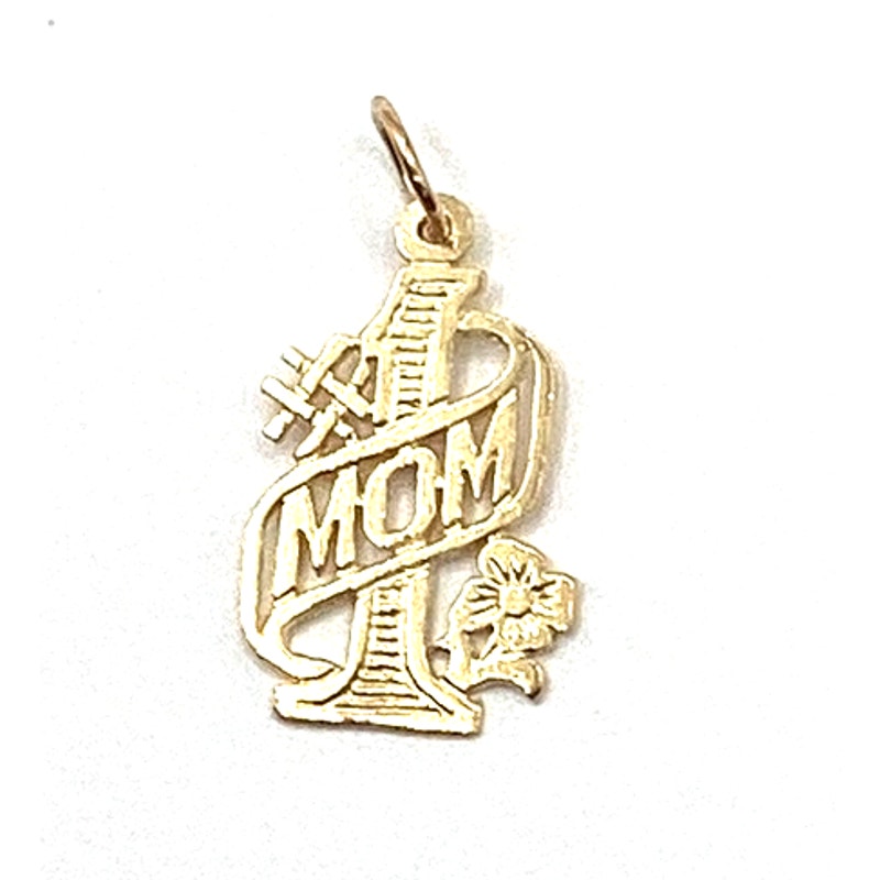 14K Yellow Gold 1 Mom Pendant