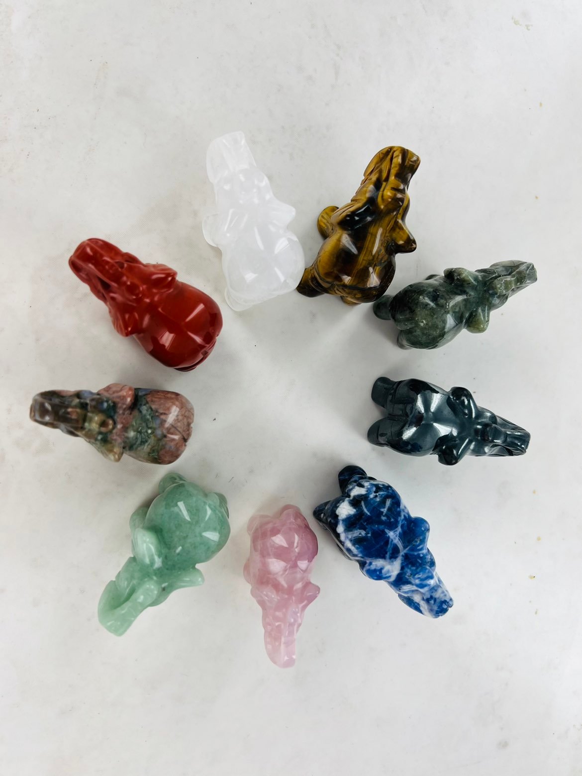 9Pcs Natural Crystal Baby Elephants 1.5”Nice Quality Healing Energy
