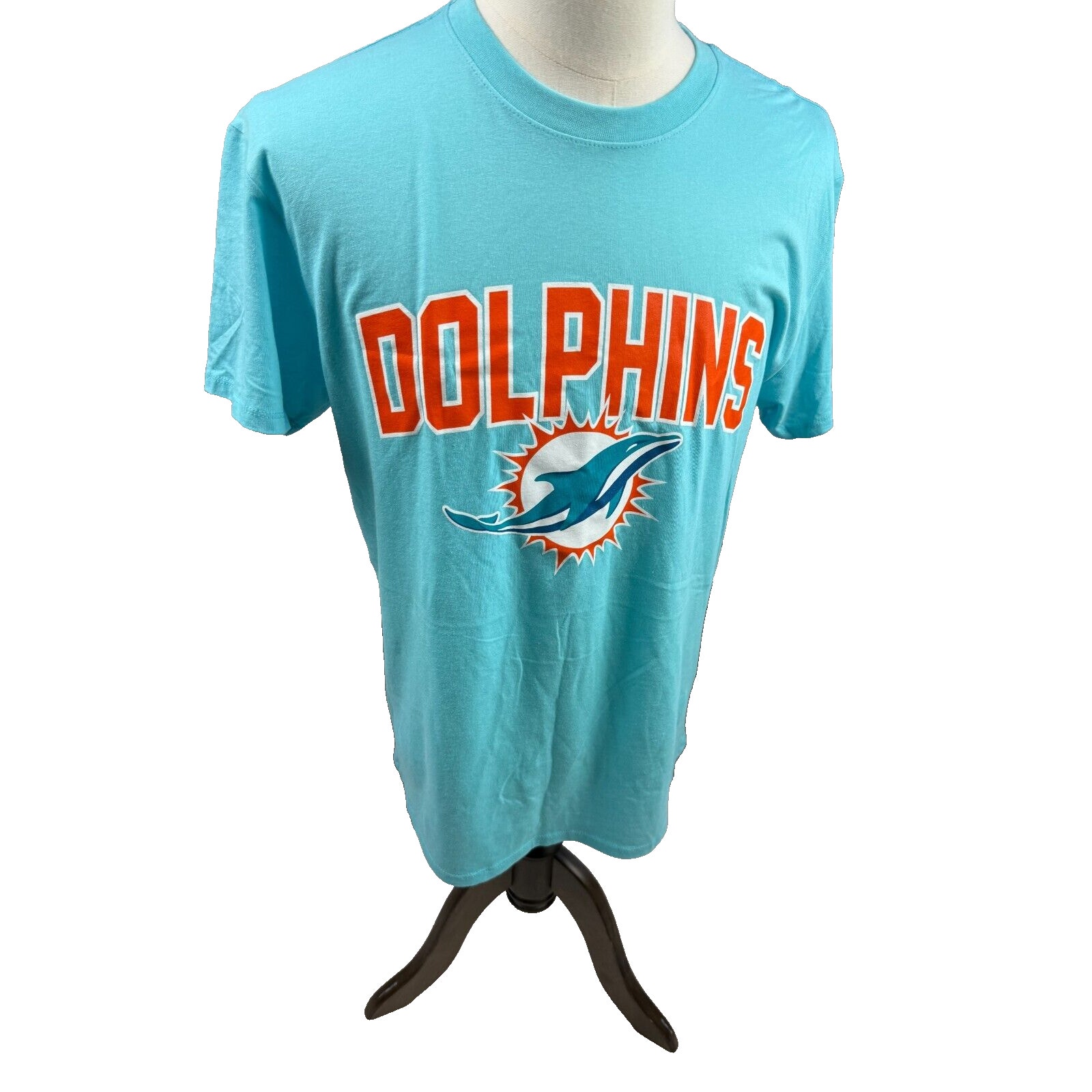 NFL Miami Dolphins 100% Cotton Blue Tissue Logo Tee Mens Size Large NWT