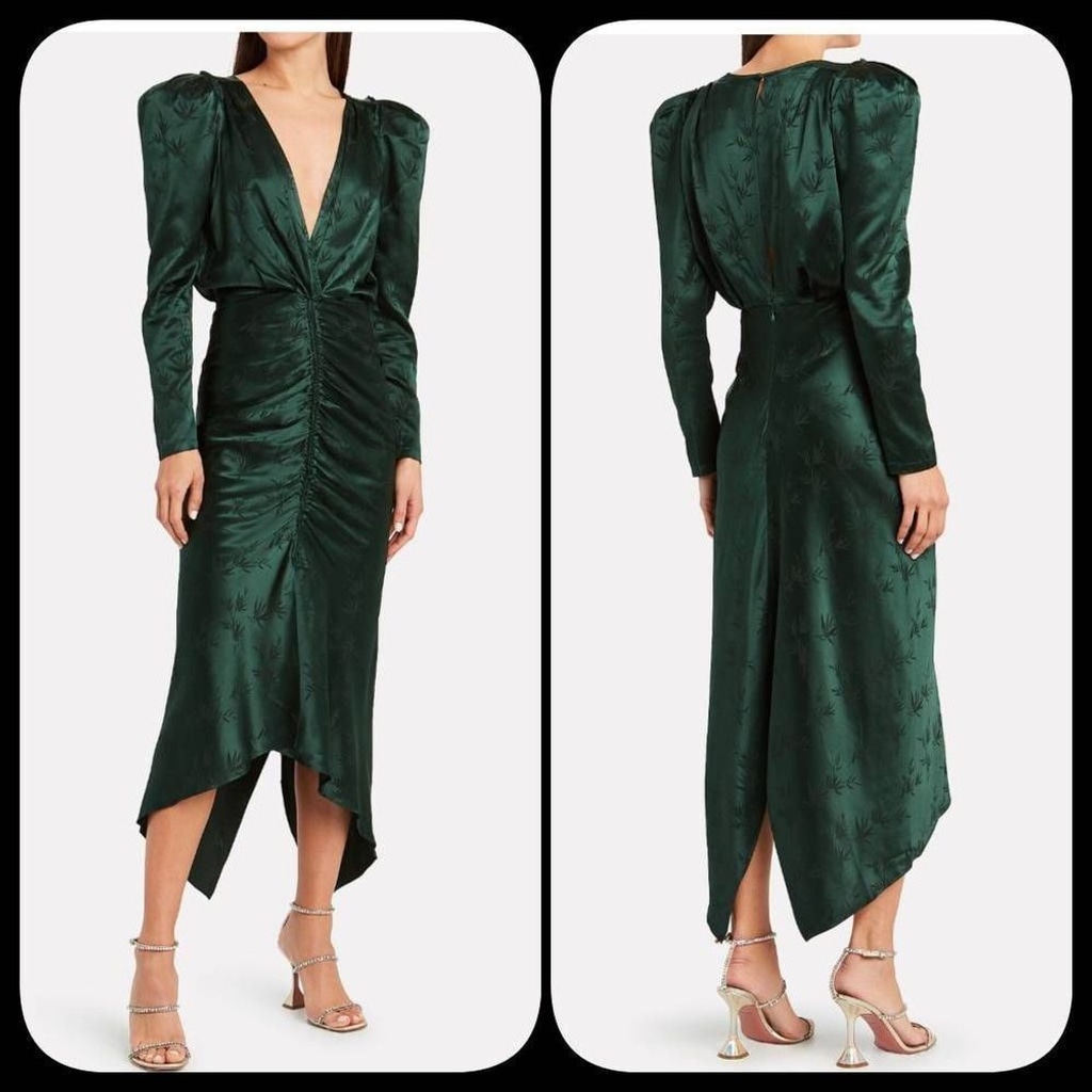 Ronny Kobo Astrid Ruched Jacquard Dress Sz S