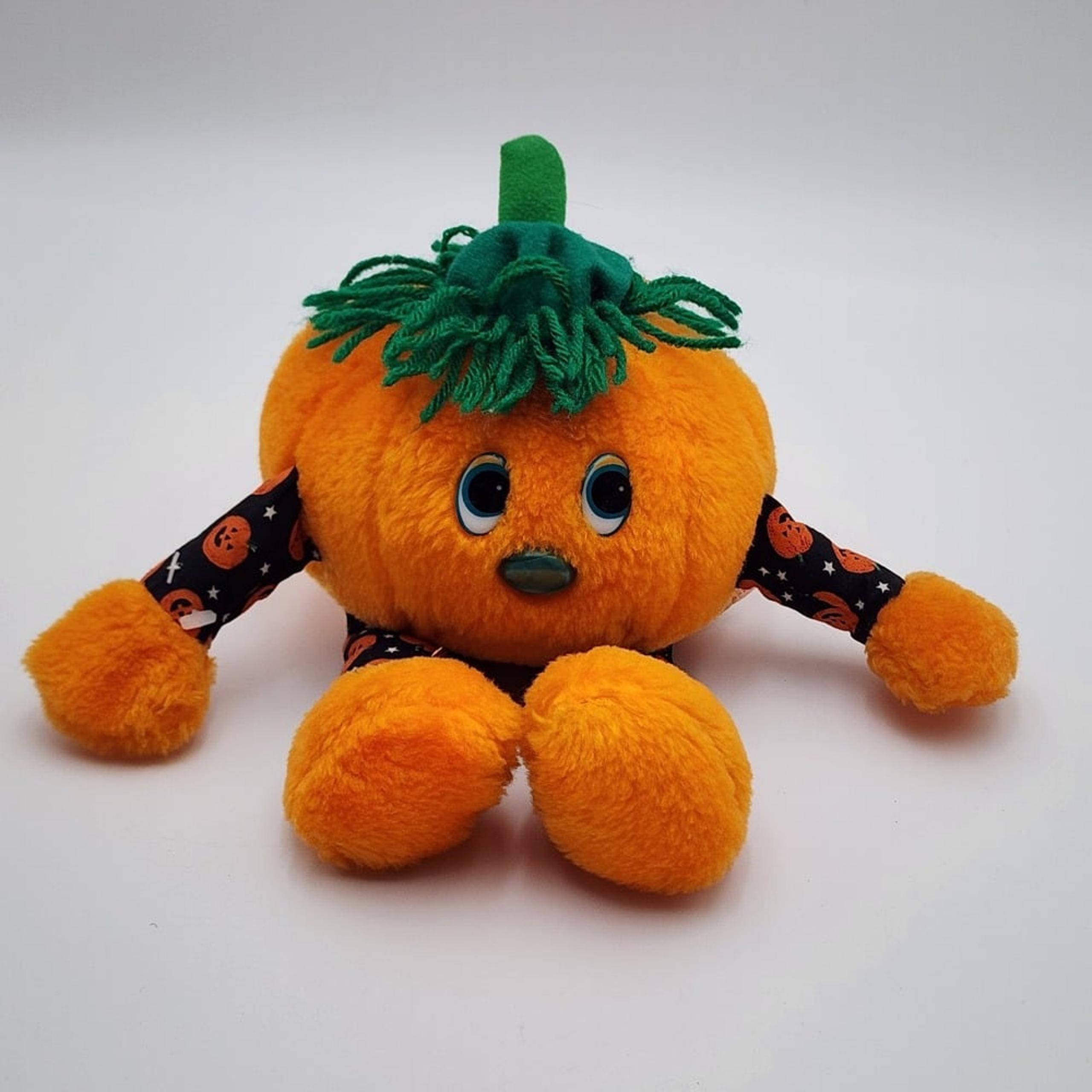 Vintage Plush 10" Halloween Anthropomorphic Pumpkin Midwestern Home Products