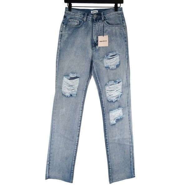 Superdown Women's Distressed High Rise Straight Leg Jeans Size 26