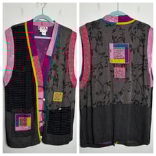 Vintage Eclectic Mixed Material Patchwork Vest Faith by Celia Forrester Size XL