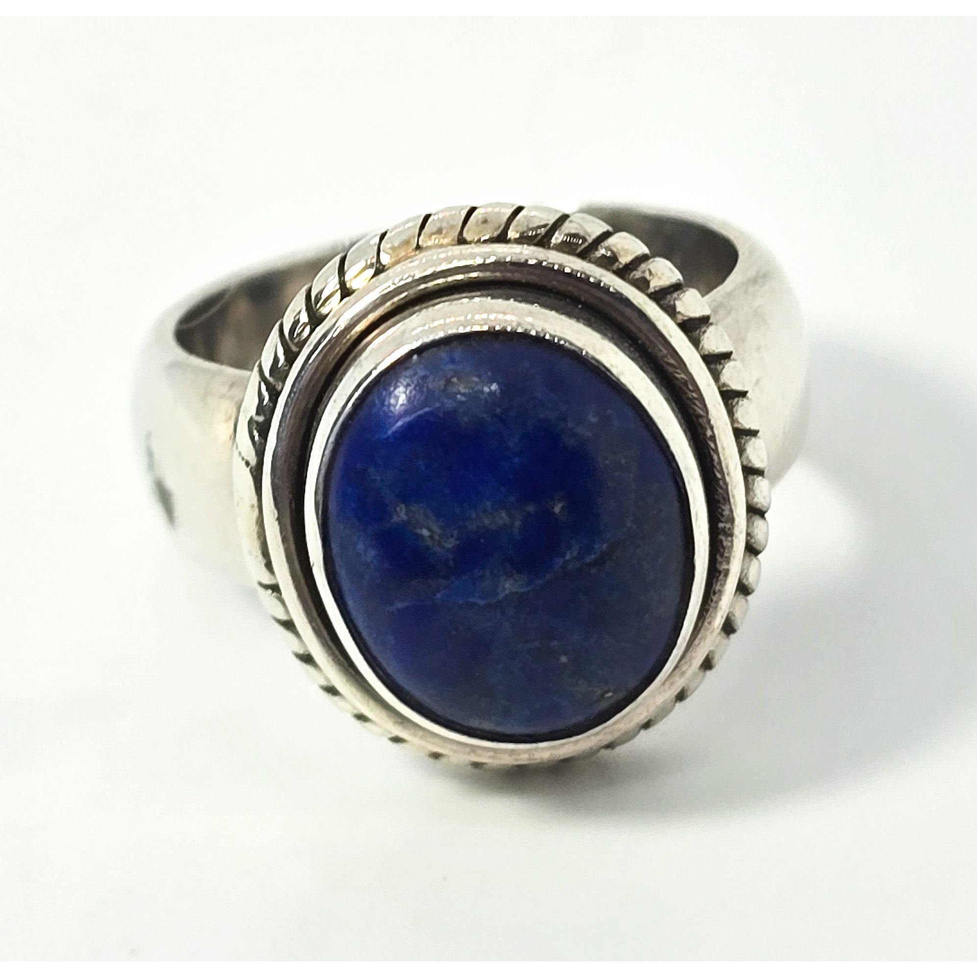 Lapis Lazuli tribal Bali Balinese thick solid sterling silver vintage ring size