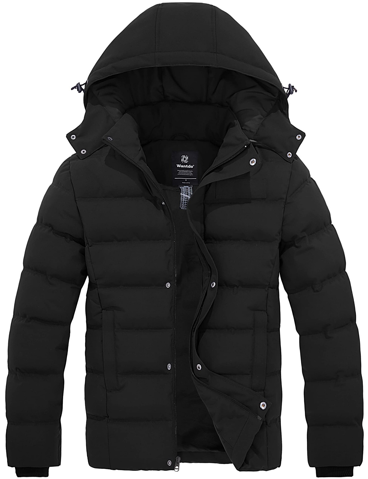 Men's Hooded Winter Coat Warm Puffer Jacket Thicken Cotton Coat with Removable