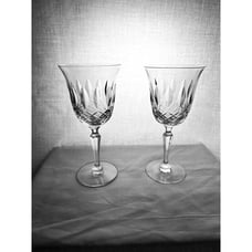 Tiffin Franciscan Elyse Water Goblets (pair) 7 1/2 Tall 3 1/2 Wide Exc Condition