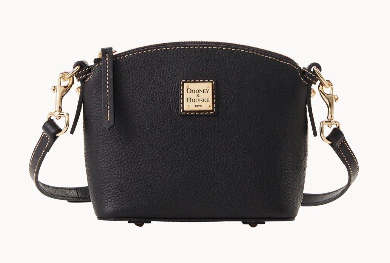 Dooney & Bourke Pebble Grain Mini Domed Crossbody Shoulder Black Black Orig pac