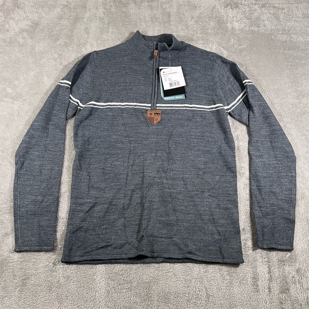 Obermeyer Men's Zurich 1/2 Zip Sweater Small Merino Wool Blend Gray Warm Soft