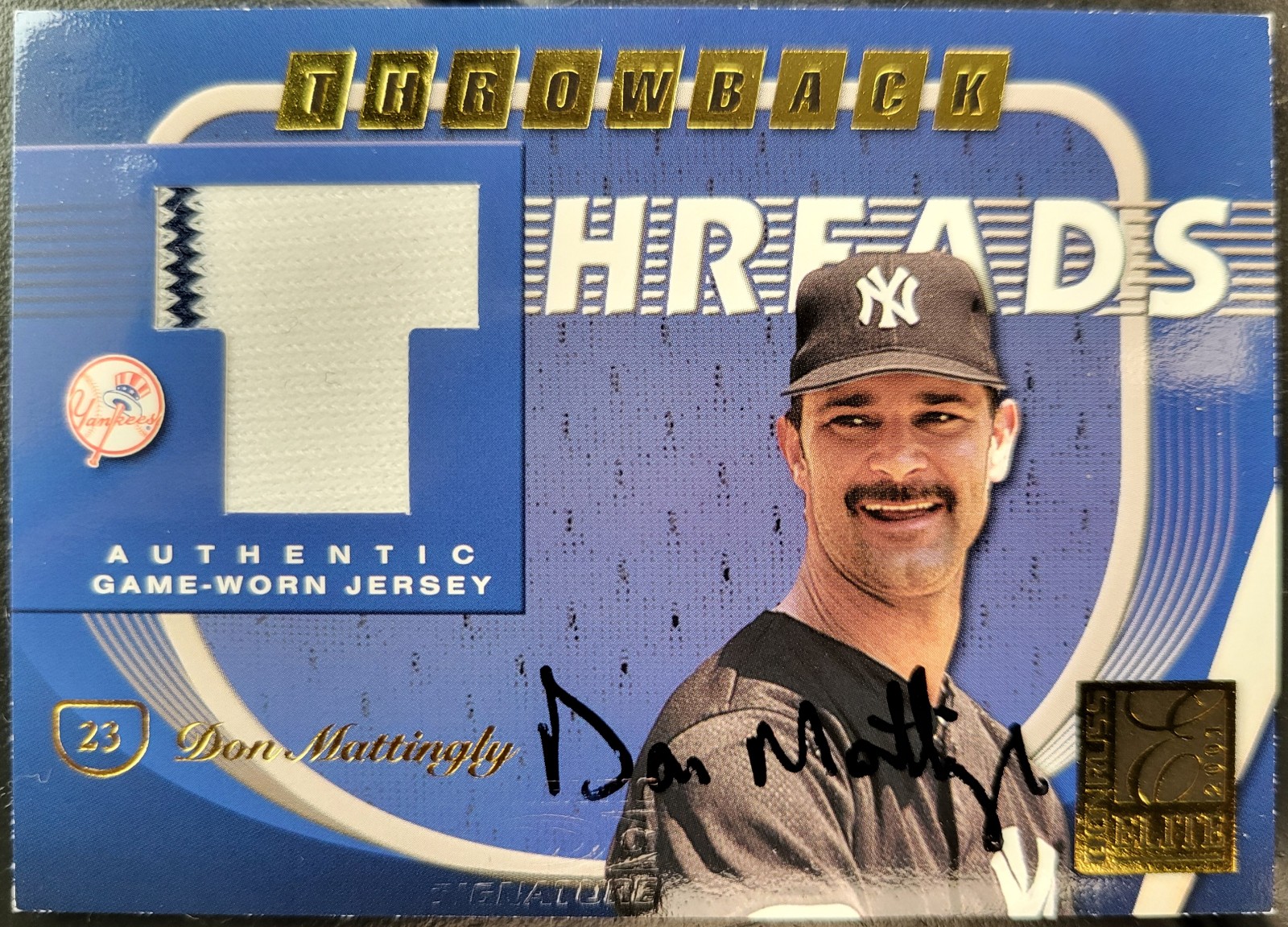 DON MATTINGLY 2001 DONRUSS ELITE GAME JERSEY AUTOGRAPH 020/100!!! - VERY RARE!!!