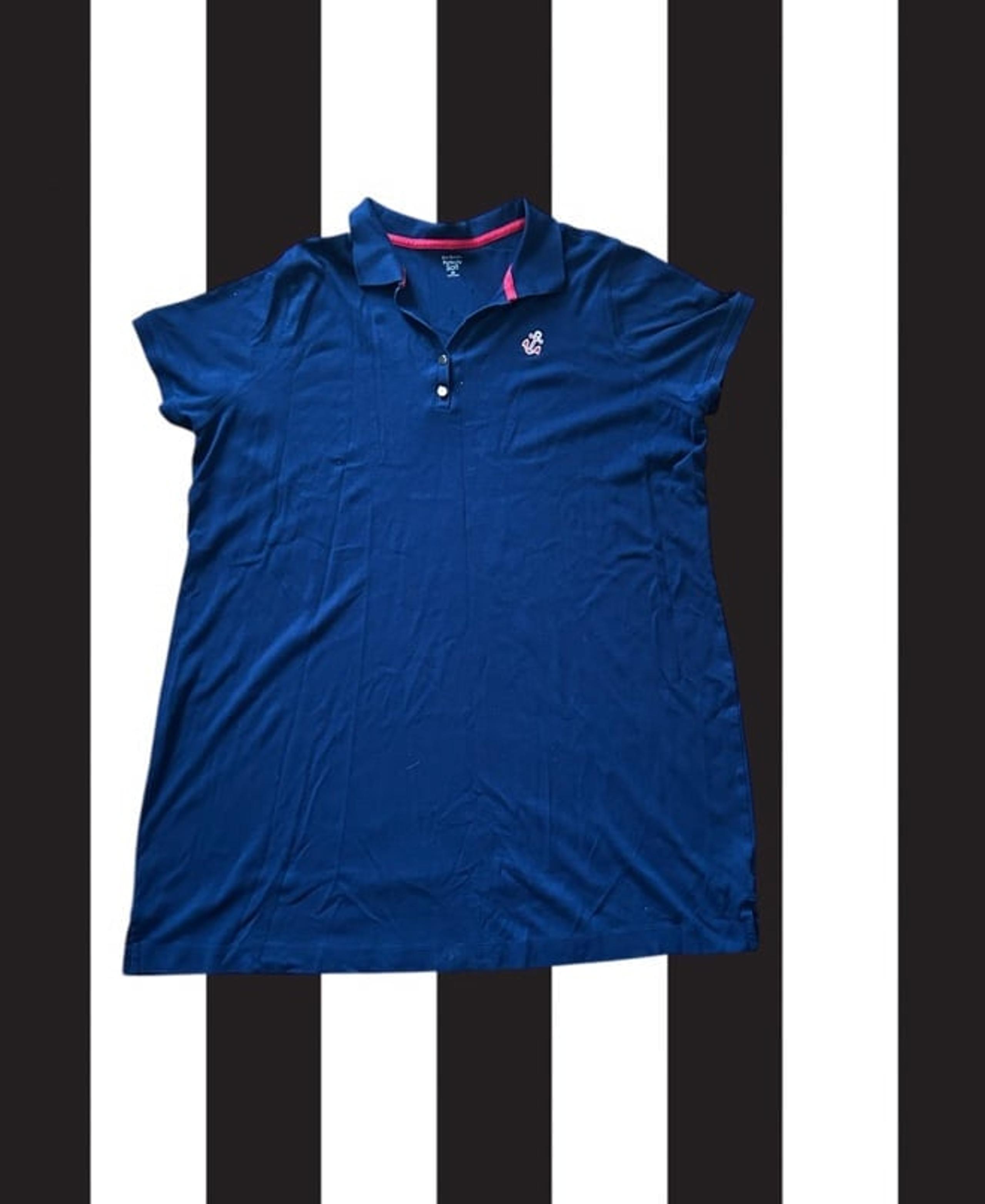 Kim Rogers Polo Shirt Dress Navy Blue Nautical Preppy Soft Cotton Knit 2X