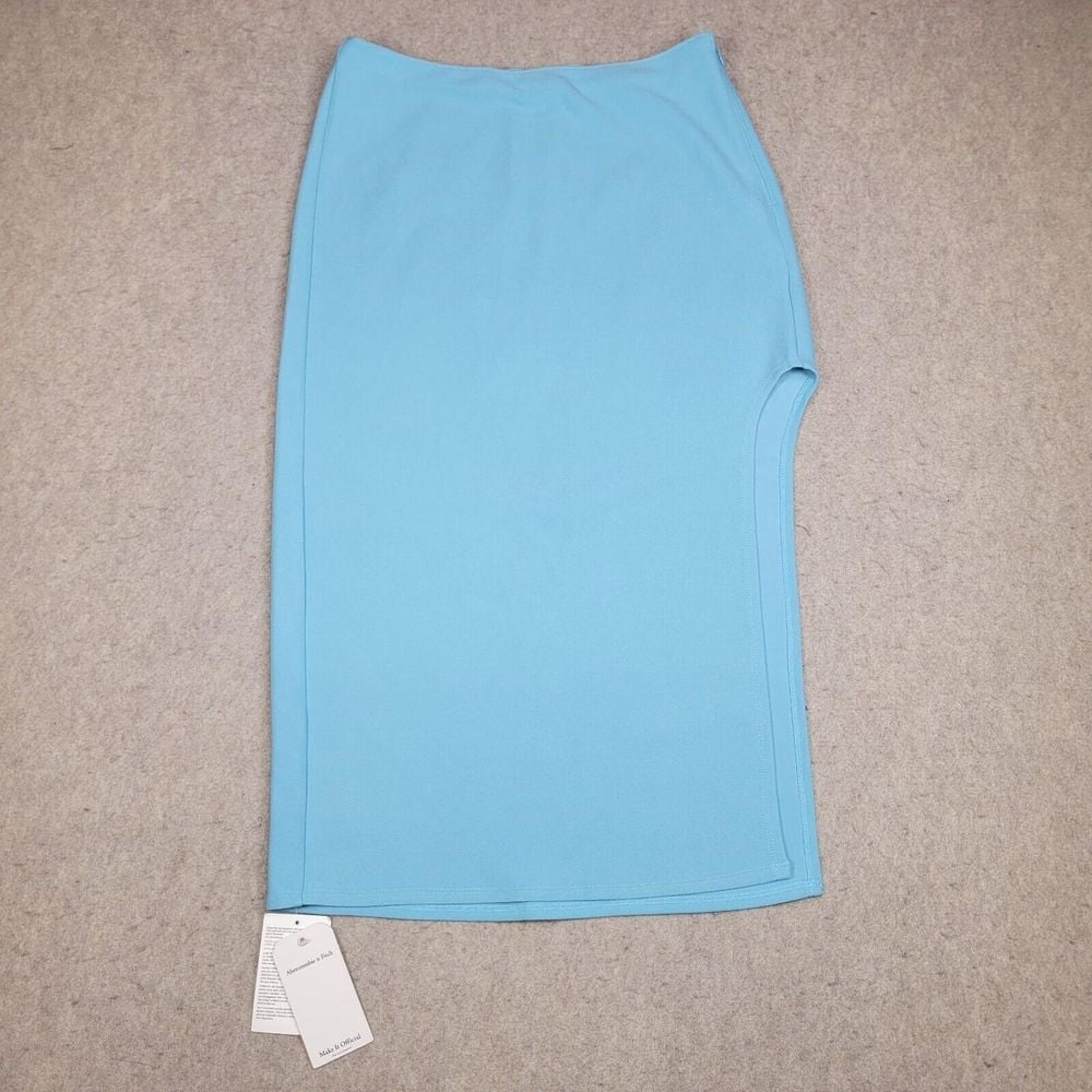 Abercrombie Fitch Light Blue Skirt W/Slit Womens Size Medium NEW
