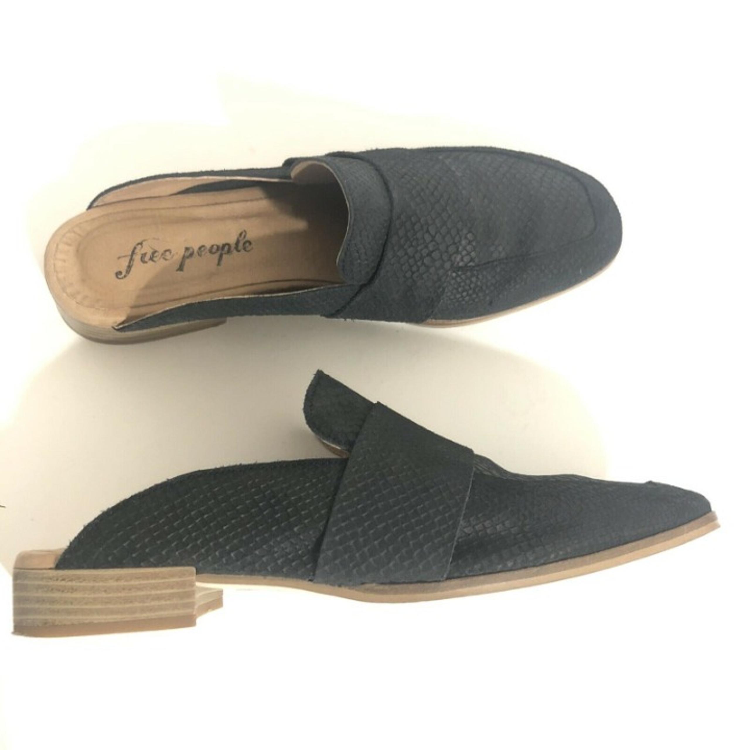 Free People Black Leather Slip On Shoes