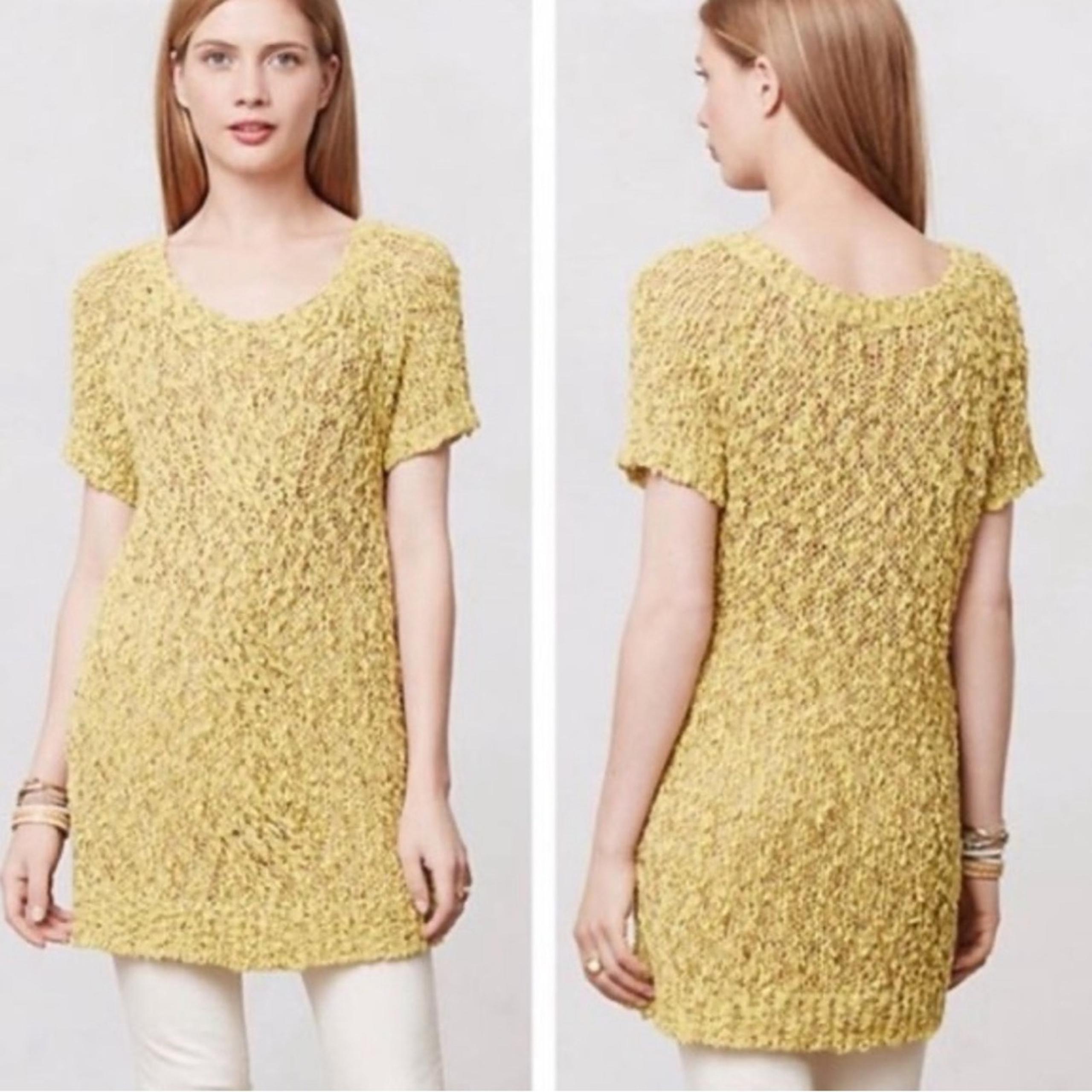 Anthropologie Moth Yellow Knit Tunic Sweater Medium