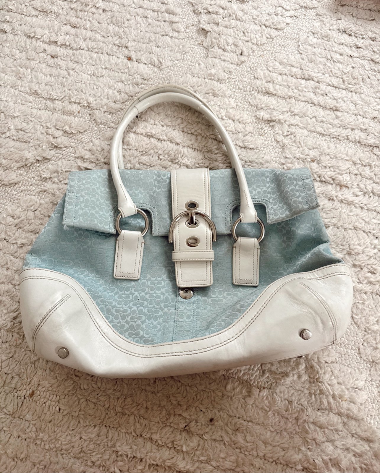 2007 coach blue signature leather shoulder bag