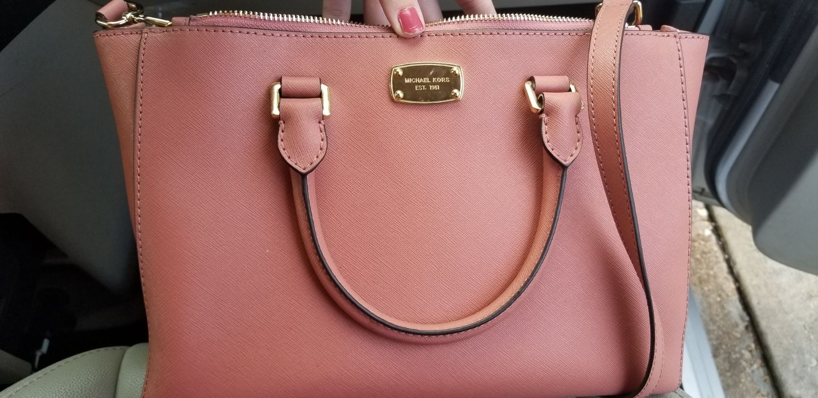 Michael Kors mauve large sutton leather