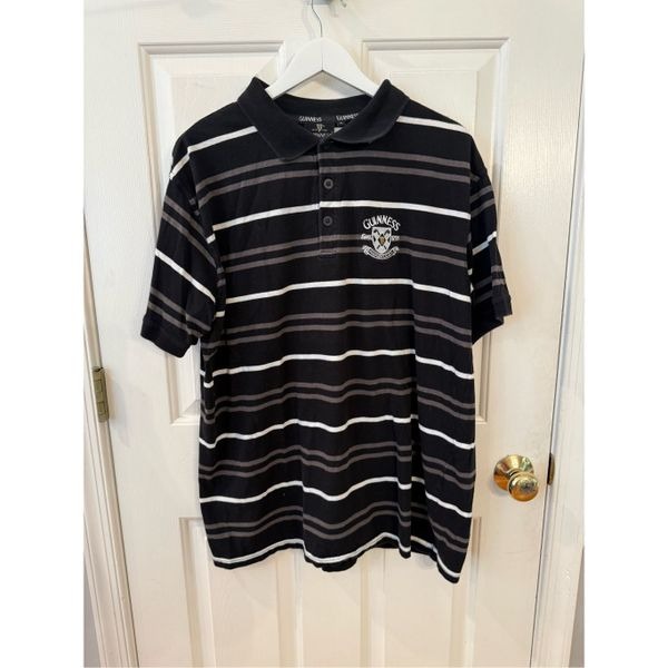 Guinness Black Striped Polo Shirt sz XL