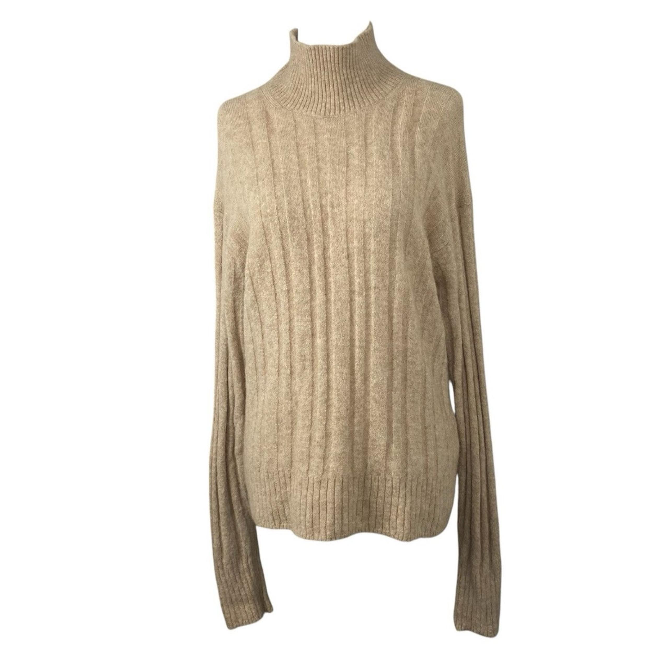 J Crew Sweater Womens Small Brown Tan Mock Neck Merino Wool Alpaca Lightweight