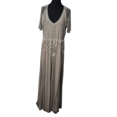 NWT BooHoo Boutique 1920's Inspired Flapper Style Gray Maxi Dress Size 12