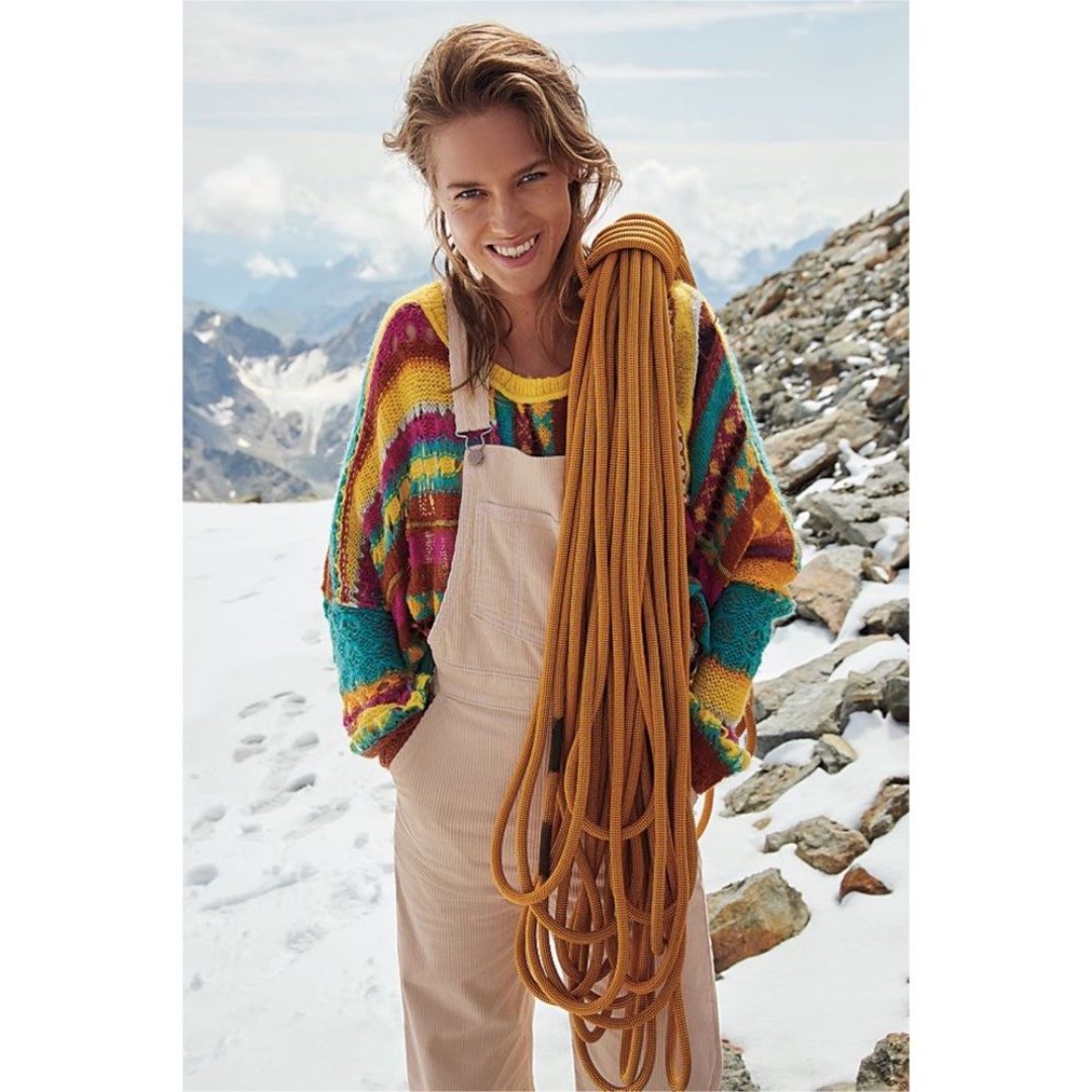 New Free People December skies colorful knit poncho sweater Small