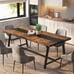 Dining Table for 8, Rectangular Wood Kitchen Table with Strong Metal Frame