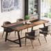 Dining Table for 8, Rectangular Wood Kitchen Table with Strong Metal Frame