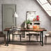 Dining Table for 8, Rectangular Wood Kitchen Table with Strong Metal Frame