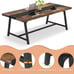 Dining Table for 8, Rectangular Wood Kitchen Table with Strong Metal Frame